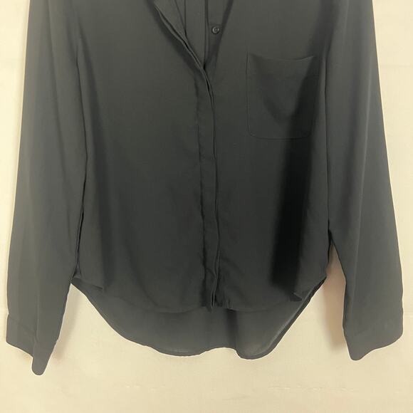 Trouve Black Sheer Button Down Career Wear Top Size Medium - Picture 4 of 11